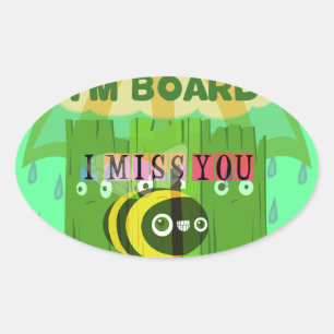 In grote lijnen mis ik je: Inspirerend tekst Ovale Sticker