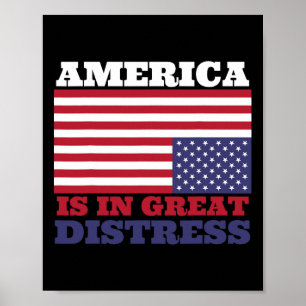In grote nood ondersteboven American Flag United Poster