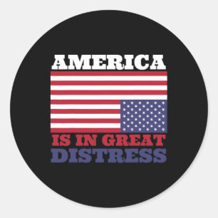 In grote nood ondersteboven American Flag United Ronde Sticker