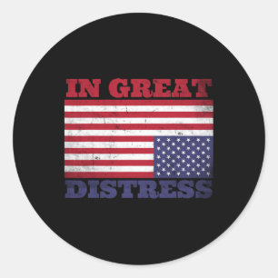 In grote nood ondersteboven American Flag United Ronde Sticker