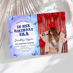 In haar verjaardagstijdperk vlinder verjaardag fot kaart