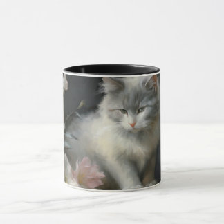 In het bedrijf Flowers Grey and White Kitten Mok