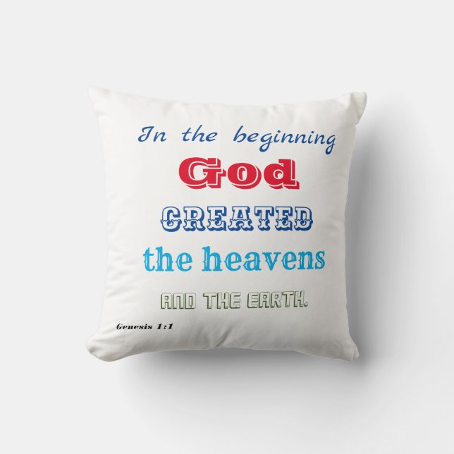 In het begin Creëer God Kussen (Voorkant)