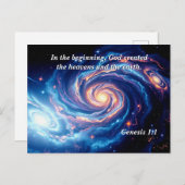 In het begin, God & Schepping Vers Briefkaart (Voorkant / Achterkant)
