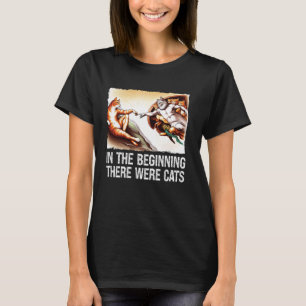 In het begin katten schepping schilderij parodie k t-shirt