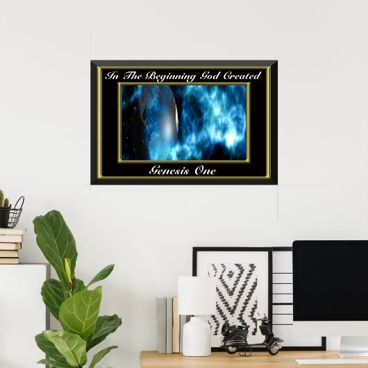 In het begin schiep God Genesis 1 Poster (Thuiskantoor)