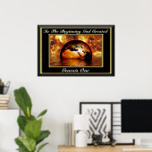 In het begin schiep God Genesis One Bl Fire Poster (Thuiskantoor)