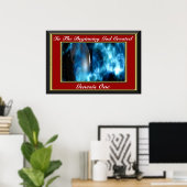 In het begin schiep God Genesis One Red Poster (Thuiskantoor)
