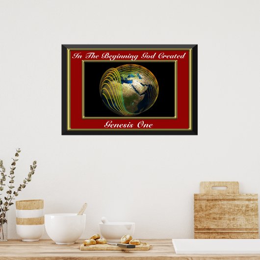 In het begin schiep God Genesis Red Poster (Keuken)