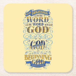 In het begin was het woord vierkante kartonnen onderzetter