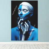 In het blauw geverfd blauw canvas afdruk (Insitu (Houten vloer))