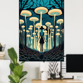 In het bos van paddenstoelen Poster (Thuiskantoor)