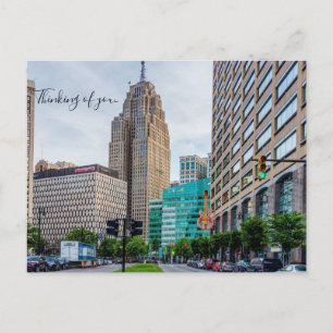 In het centrum van Detroit denken over je Briefkaa Briefkaart