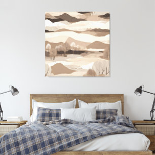In het Cream Landschap AI art Canvas Afdruk