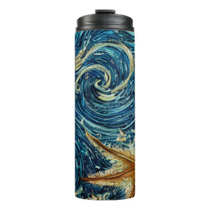 In het diepe blauw thermosbeker