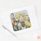 In het Dog House Vierkante Sticker (Envelop)