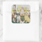 In het Dog House Vierkante Sticker (Tas)