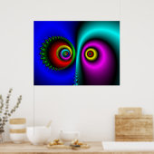 In het donker, de ogen van het gememmerde poster (Keuken)