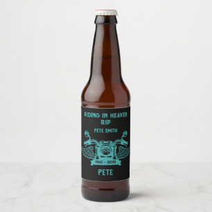 In het geheugen Motorbike Rider Biker begrafenis Bier Etiket