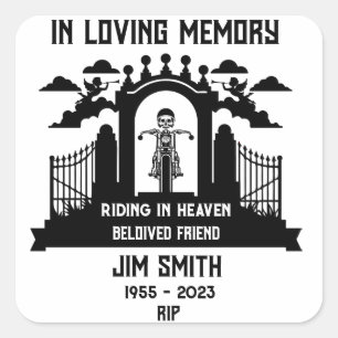 In het geheugen Motorbike Rider Biker begrafenis Vierkante Sticker