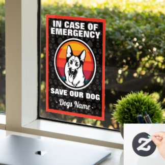 In het Hoesje van de noodtoestand, red German Shep Raamsticker