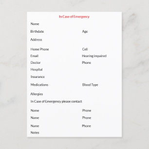 In het Hoesje van Noodcontact Briefkaart