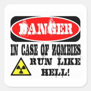 In het hoesje van zombies rennen als de hel! vierkante sticker