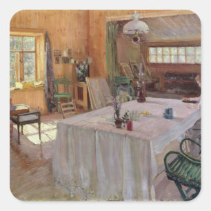 In het huis van de kunstenaar Konstantin Korovin Vierkante Sticker