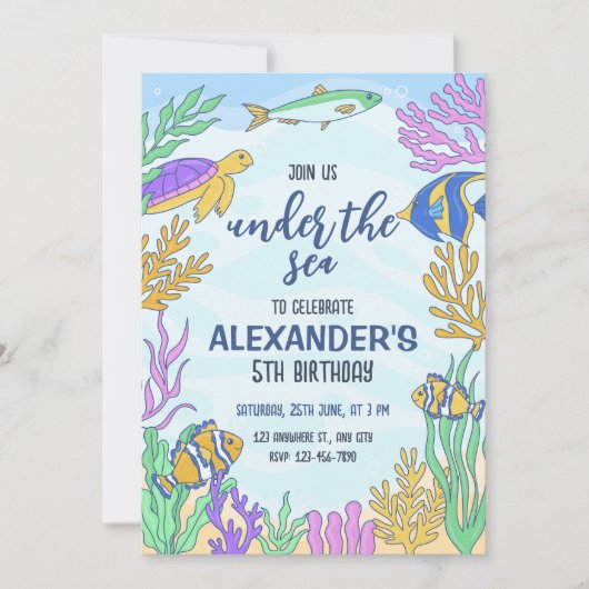 In het kader van de Zee Birthday Invitation, Ocean Kaart (Voorkant)