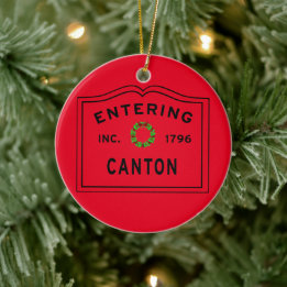 In het kanton Massachusetts kerst Keramisch Ornament