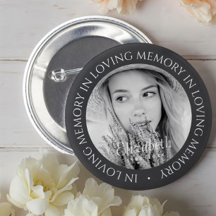 In het liefdevolle geheugen eenvoudige moderne aan ronde button 5,7 cm
