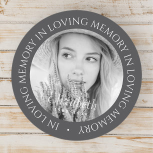 In het liefdevolle geheugen eenvoudige moderne aan ronde sticker