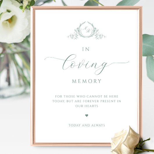 In het liefdevolle geheugen, Script Monogram Sage Poster