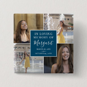 In het liefhebben van begrafenisherdenkingsfotocol vierkante button 5,1 cm