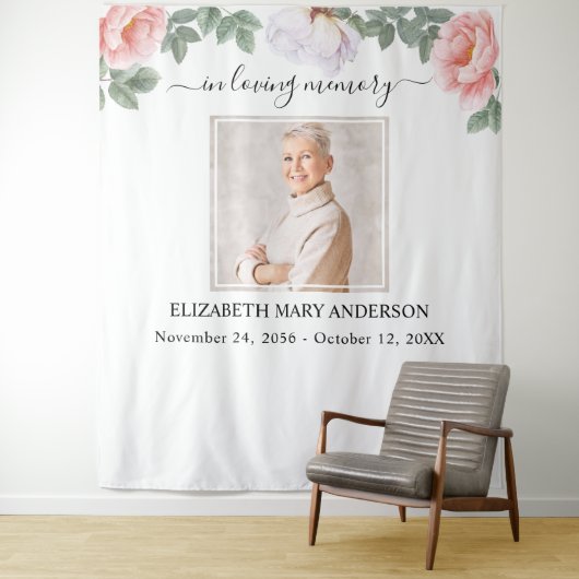 In het liefhebben van het Geheugen Foto Roze Flora Wandkleed (In situ)