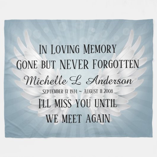 In het liefhebben van Memory Angel Wings Fleece Deken (Voorkant (Horizontaal))