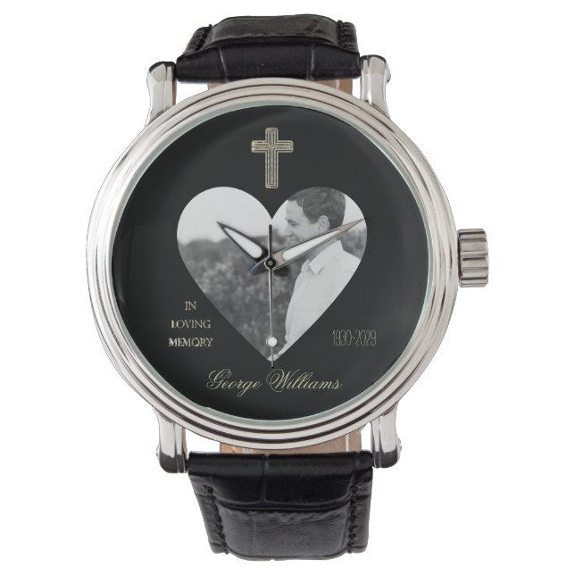 In het liefhebben van Memory Golden Cross Heart Sh Horloge (Voorkant)