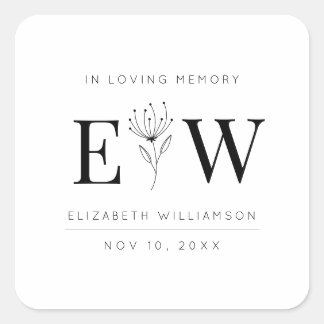 In het liefhebben van Memory Memorial Modern Monog Vierkante Sticker