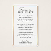 In het liefhebben van Memory Photo Funeral Prayer Visitekaartje (Achterkant)