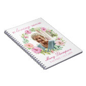 In het liefhebben van Memory Pink Floral WreatPhot Notitieboek (Rechterzijde)