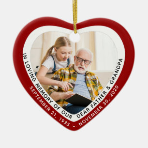 In het liefste geheugen van vader opa Memorial Red Keramisch Ornament