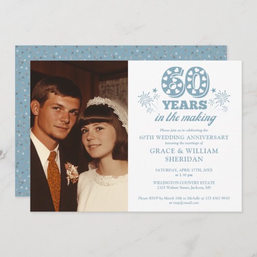 In het maken van 60e bruiloft Jubileum foto Kaart (Voorkant / Achterkant)