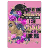 In het midden koningin zwart melanine vrouw bruine klembord (Achterkant)