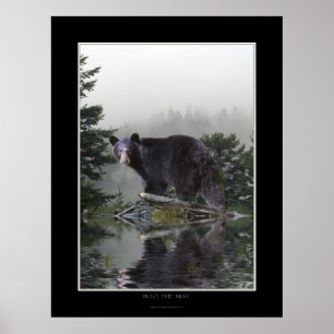 "IN HET MIST" zwarte Beer Poster