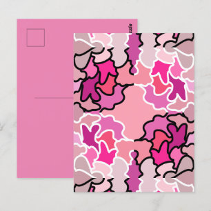 In het Roze Mid Century Geometrisch Patroon Kunst Briefkaart