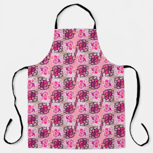 In het roze mid-century geometrisch patroon kunst schort