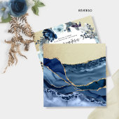 In het Spaans, Chic Blauw en Goud, Floral Quinceañ Kaart