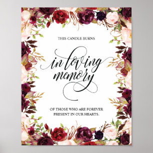 In het teken "Loving Memory Memorial Candle Burns" Poster