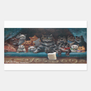 In het toneelstuk - Spannend moment - Louis Wain Rechthoekige Sticker