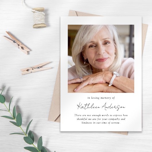 In het Van de Foto van het Geheugen Funeral Bedankkaart